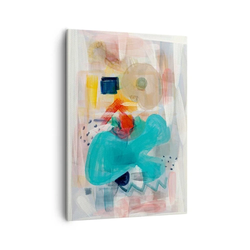 Impression sur toile - Image sur toile - Les formes et les couleurs abstraites créent une composition dynamique - 50x70cm - Jeu de couleurs - Décoration murale moderne pour le salon et la chambre ARTTOR