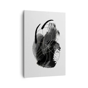 Impression sur toile - Image sur toile - Abstraction en noir et or sur fond blanc - 70x100cm - Fait de noir - Décoration murale moderne pour le salon et la chambre ARTTOR