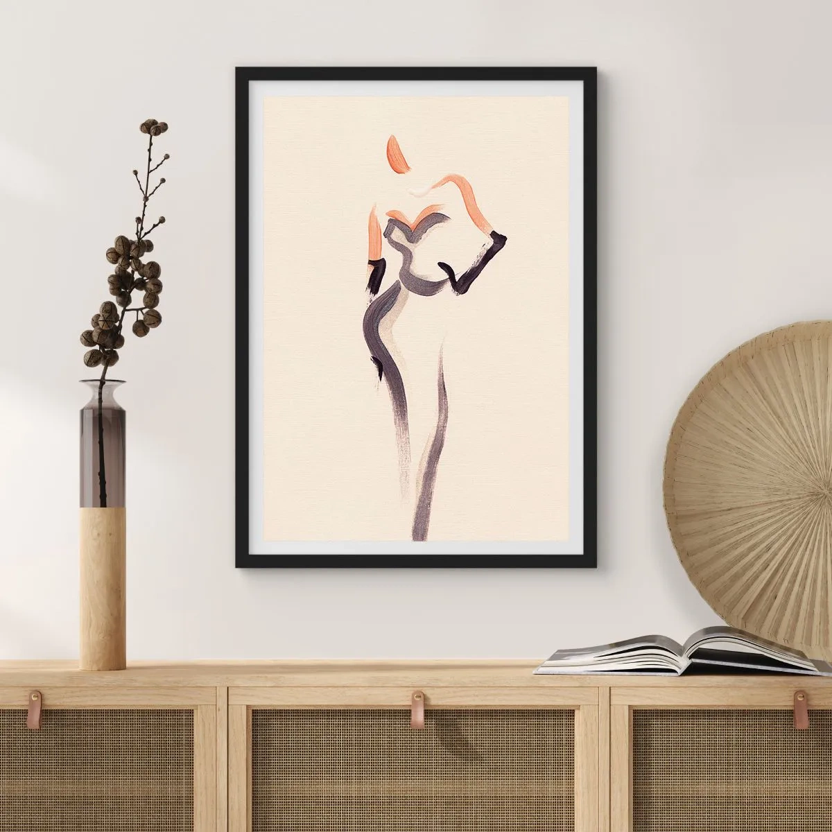 Affiche dans un cadre noir - Poster - Silhouette féminine minimaliste - 50x70cm - Des années d'or d'Hollywood - Décoration murale moderne pour le salon et la chambre ARTTOR