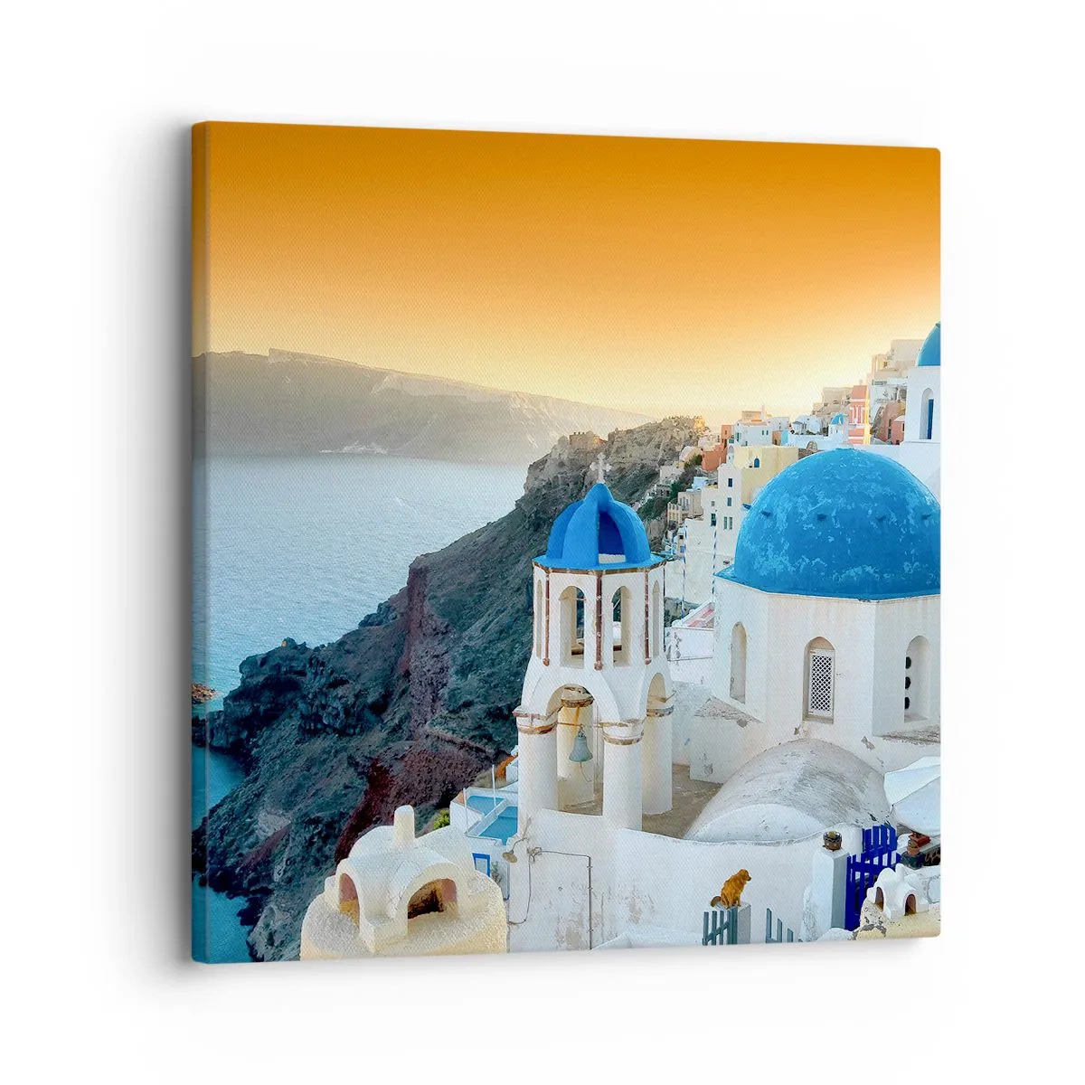 Impression sur toile - Image sur toile - Santorin - blotti contre les rochers - 30x30 cm