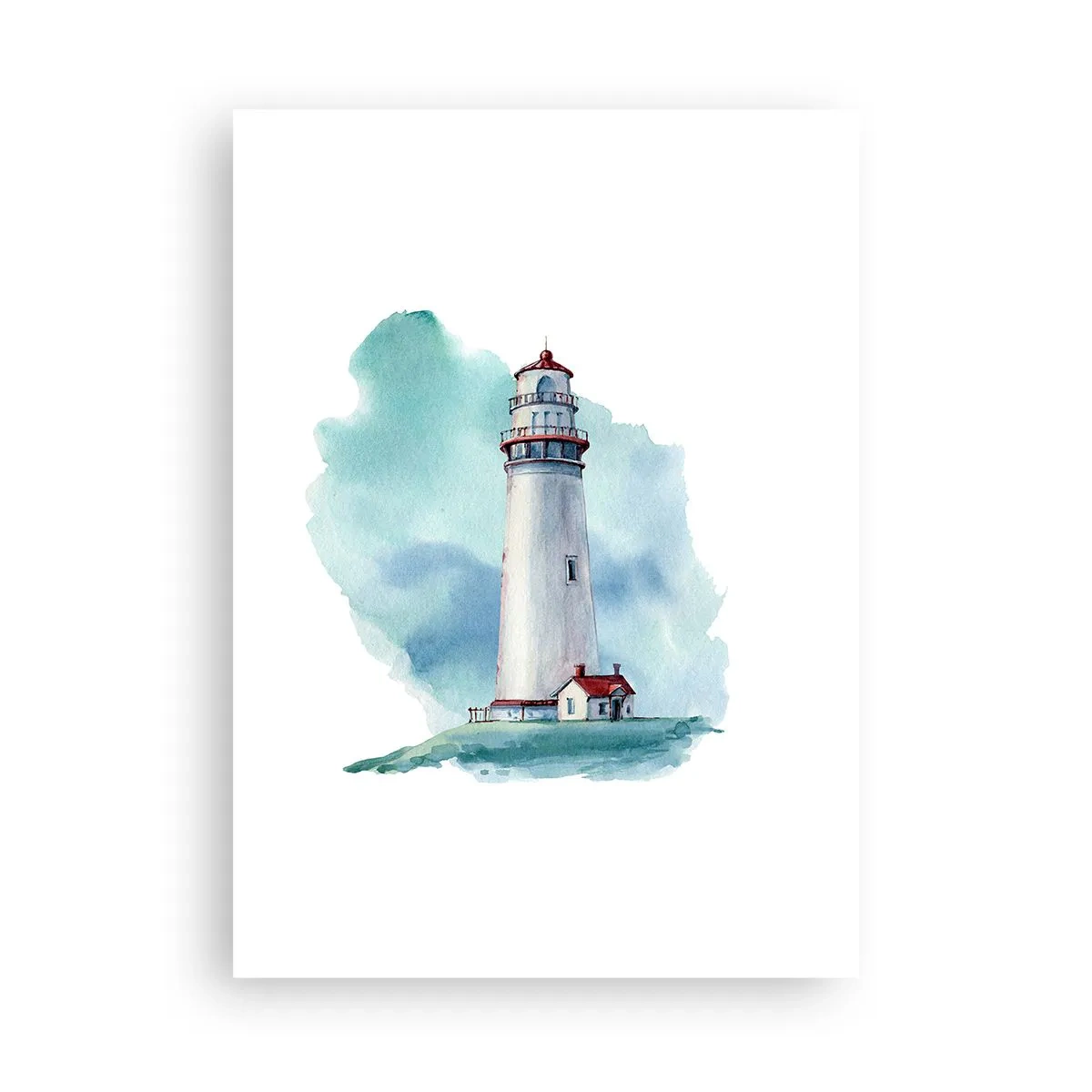 Affiche - Poster - Une illustration picturale d'un phare entouré d'un ciel bleu. - 50x70cm - La douce sœur du bleu - Décoration murale moderne pour le salon et la chambre ARTTOR