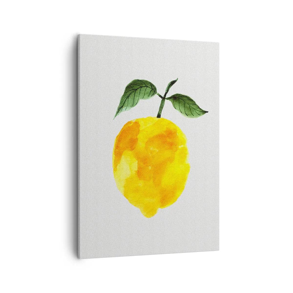Impression sur toile - Image sur toile - Citron aquarelle avec des feuilles vertes sur fond clair - 50x70cm - Comment reconnaitre le goût du soleil - Décoration murale moderne pour le salon et la chambre ARTTOR