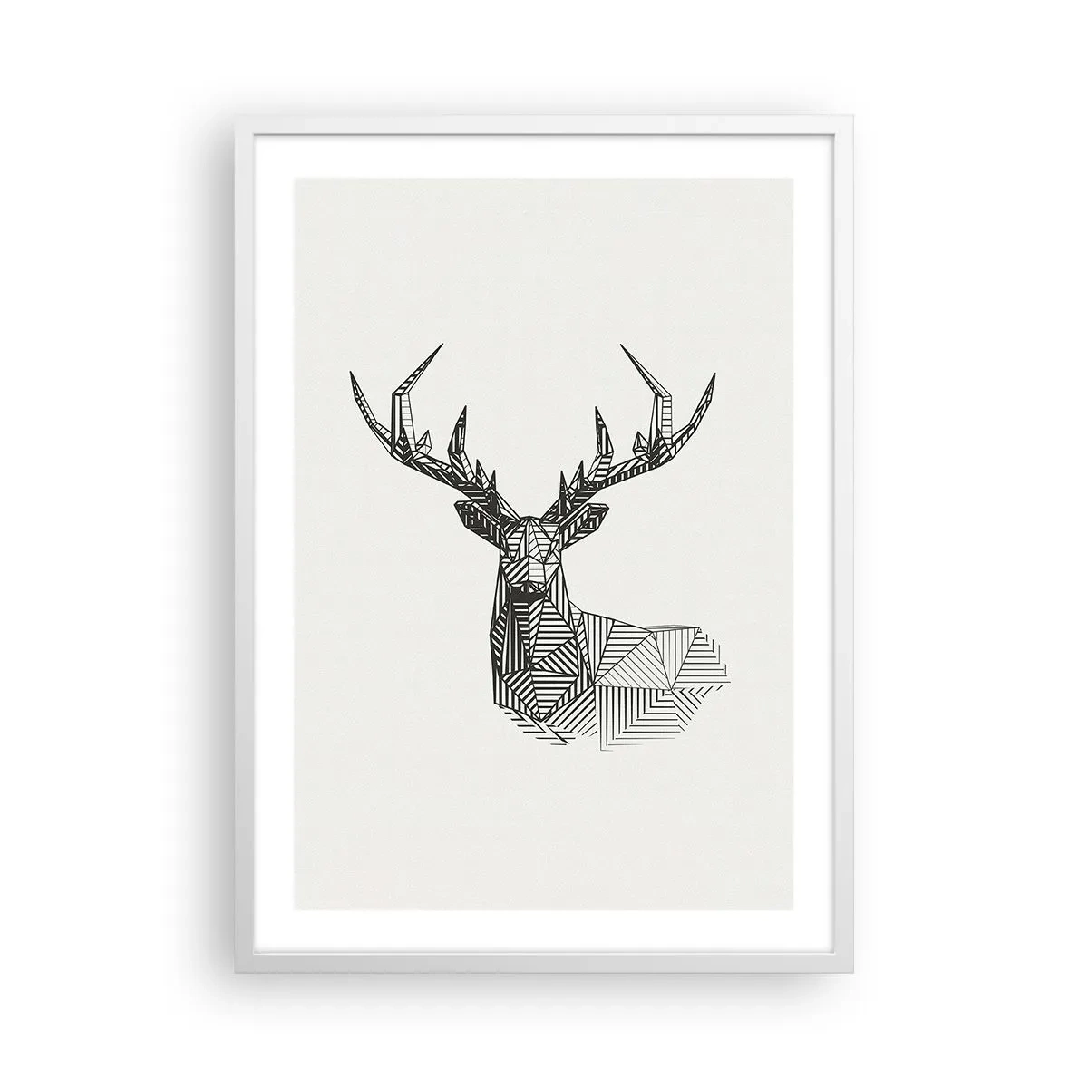 Affiche dans un cadre blanc - Poster - Cerf dans un style cubique - 50x70 cm
