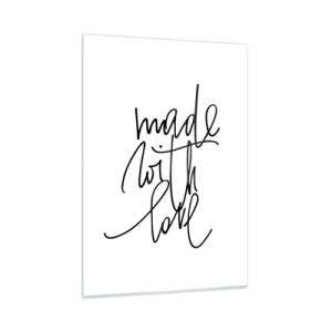 Impression sur verre - Image sur verre - Inscription minimaliste « Fait avec amour » - 50x70cm - La meilleure marque - Décoration murale moderne pour le salon et la chambre ARTTOR