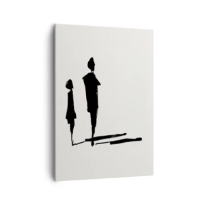 Impression sur toile - Image sur toile - Silhouettes de deux personnes en noir sur fond clair - 50x70cm - Êtes-vous sûr qu'ils sont ensemble ? - Décoration murale moderne pour le salon et la chambre ARTTOR