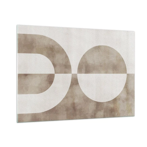 Impression sur verre - Image sur verre - Géométrie beige avec un demi-cercle et un cercle sur un fond horizontal - 100x70cm - Similitudes et différences - Décoration murale moderne pour le salon et la chambre ARTTOR