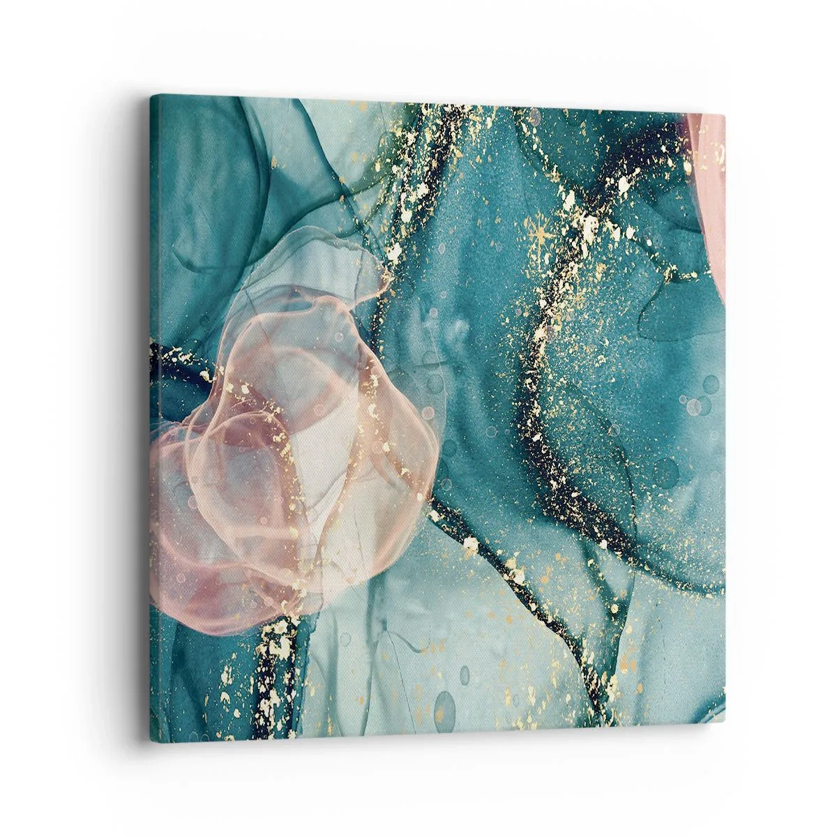 Impression sur toile - Image sur toile - Soie bleu, tulle rose - 40x40 cm