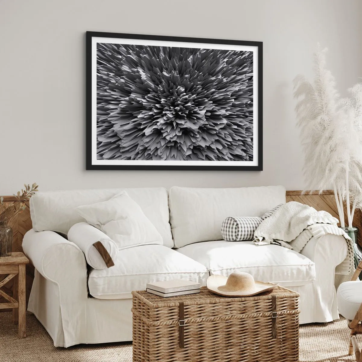 Affiche dans un cadre noir - Poster - Structure abstraite en nuances de gris - 70x50cm - Ça ne peut pas être plus dur que ça - Décoration murale moderne pour le salon et la chambre ARTTOR