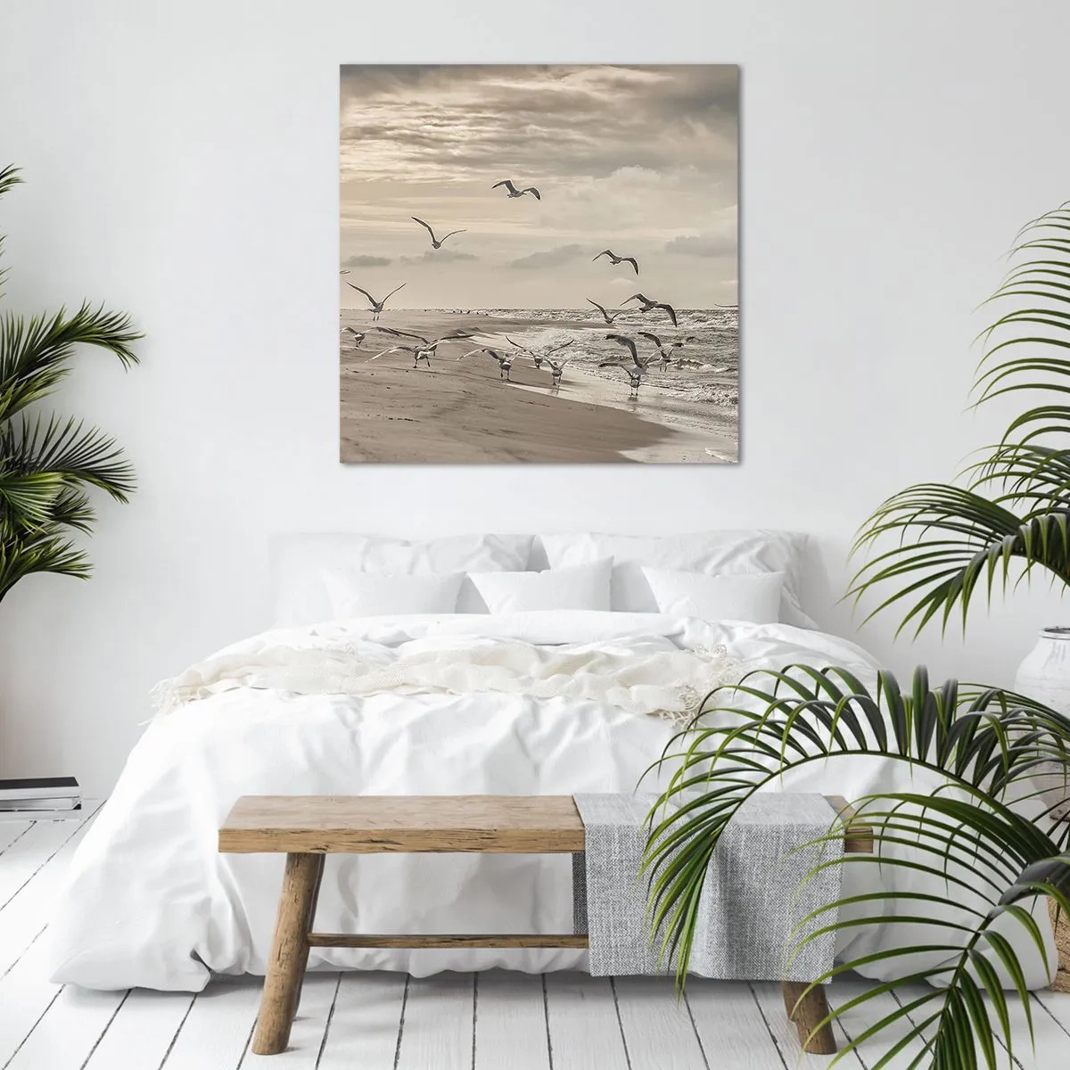 Impression sur toile - Image sur toile - Le bruit de la mer, le chant des oiseaux - 60x60 cm