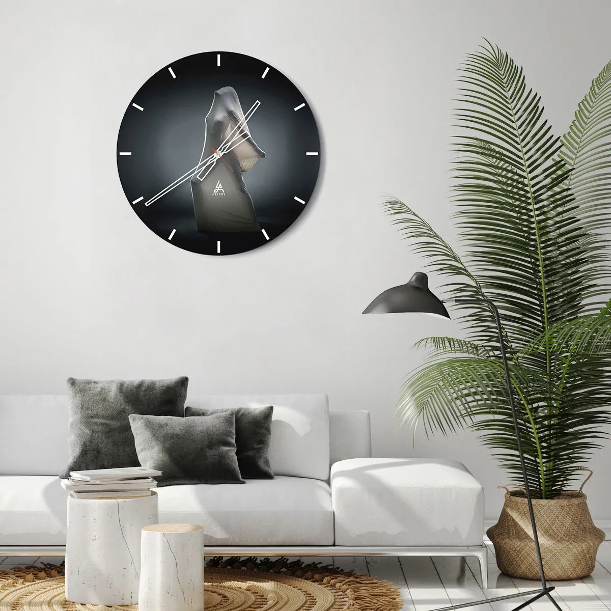 Horloge murale - Pendule murale - Une figure enveloppée dans un tissu transparent dans un style artistique - 30x30cm - Une soif secrète - Décoration murale moderne pour le salon, la cuisine et la chambre ARTTOR