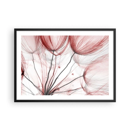 Affiche dans un cadre noir - Poster - Fleurs délicates dans des tons de rouge sur fond clair - 70x50cm - Avant le départ - Décoration murale moderne pour le salon et la chambre ARTTOR