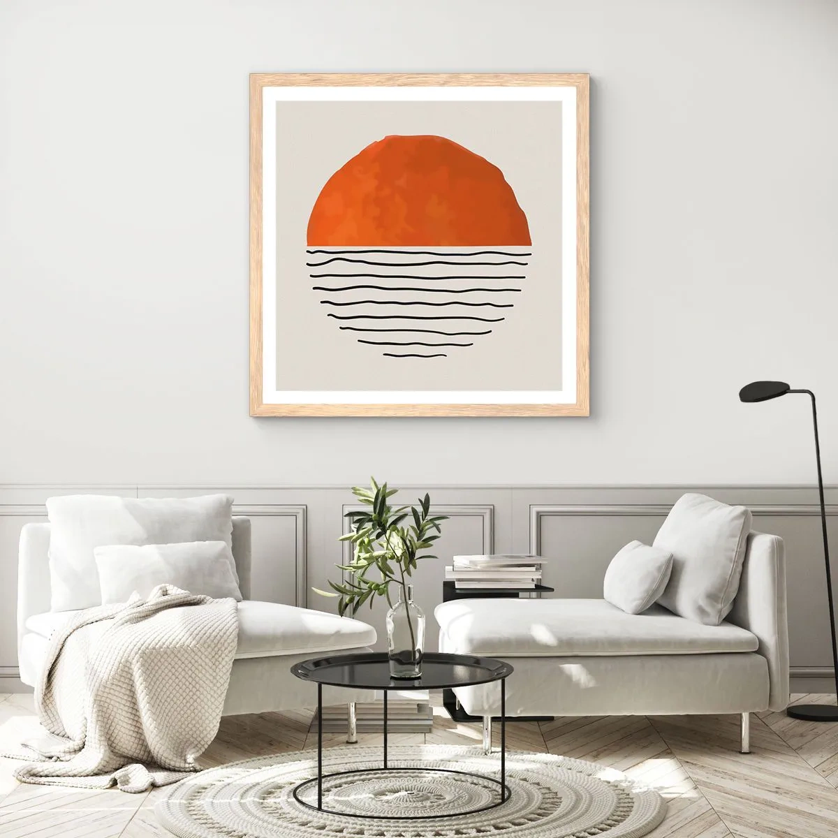 Affiche dans un chêne clair - Poster - Dans un climat japonnais - 40x40 cm