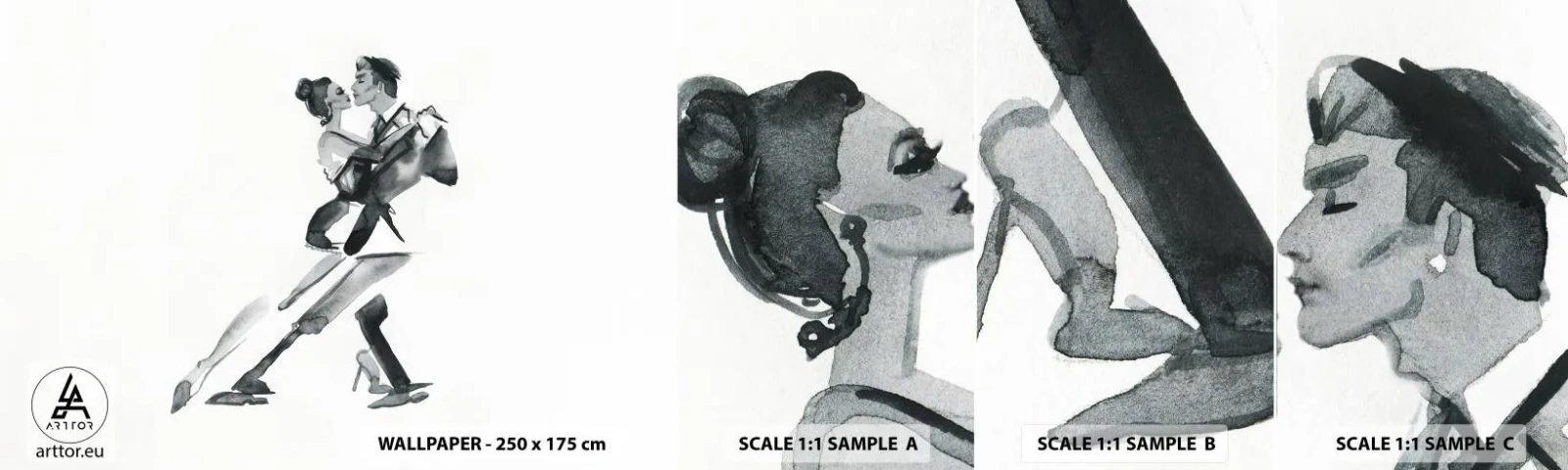 Échantillon de Papier Peint Autocollant Deluxe Sticker - En un battement - Tango, Danse, Danseur - 100x30 cm