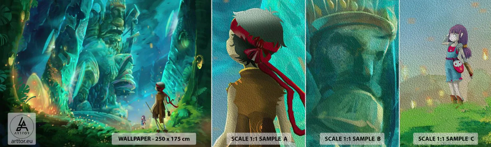 Échantillon de Papier Peint Premium Sand - Du grand livre des contes de fées - Fantaisie, Conte de fées pour les enfants, Conte de fées - 100x30 cm