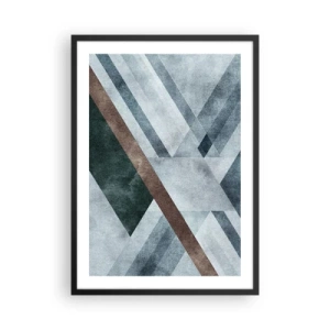 Affiche dans un cadre noir - Poster - Composition géométrique dans les tons de bleu et de marron - 50x70cm - Élégance sophistiquée de la géométrie - Décoration murale moderne pour le salon et la chambre ARTTOR