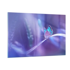 Impression sur verre - Image sur verre - Papillon sur fond de lumière violette - 120x80cm - Un joyau de la nature - Décoration murale moderne pour le salon et la chambre ARTTOR