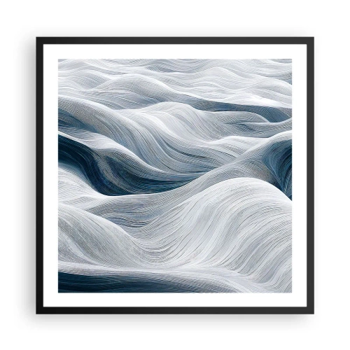 Affiche dans un cadre noir - Poster - Vagues blanches et bleues - 60x60 cm