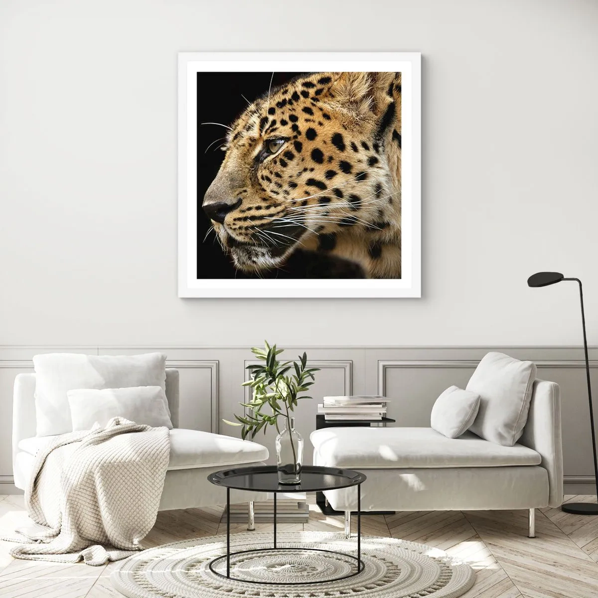 Affiche dans un cadre blanc - Poster - Calme, concentré, prêt - 60x60 cm