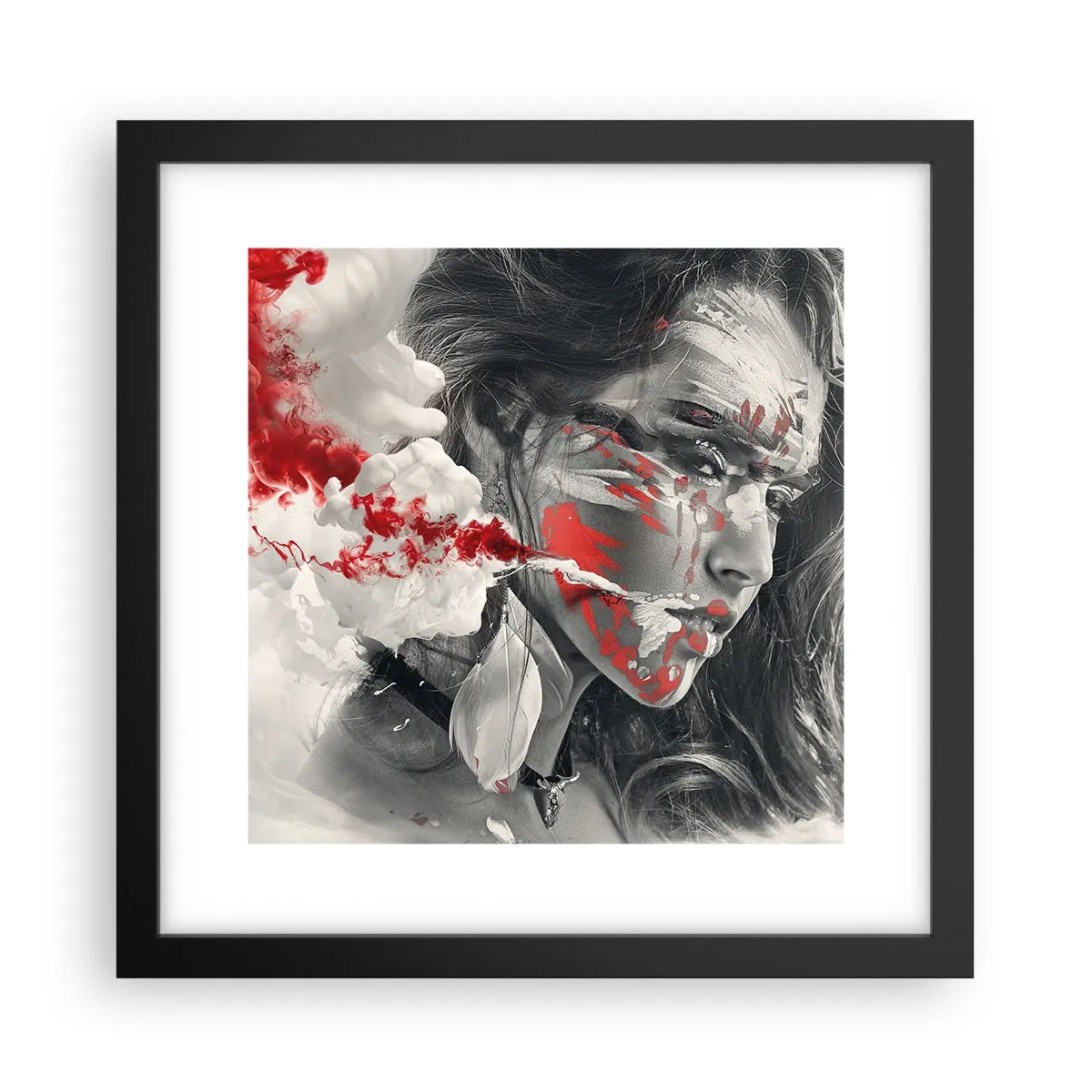 Affiche dans un cadre noir - Poster - Dans les fumées de l'absurde - 30x30 cm