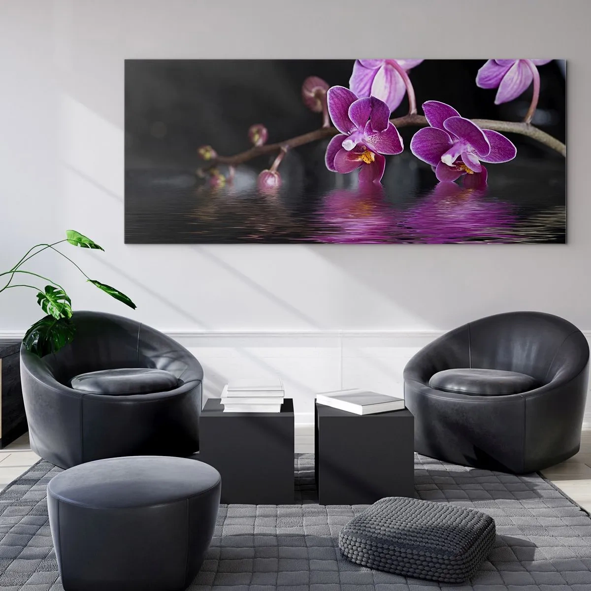 Impression sur verre - Image sur verre - Reflet lilas de la beauté - 100x40 cm