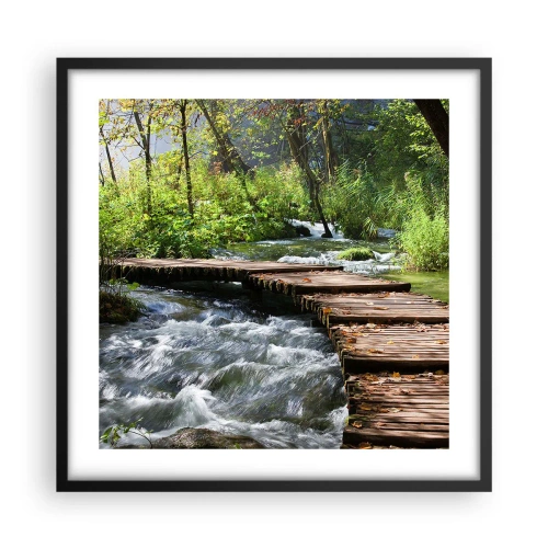 Affiche dans un cadre noir - Poster - Au-dessus de la cascade mousseuse - 50x50 cm