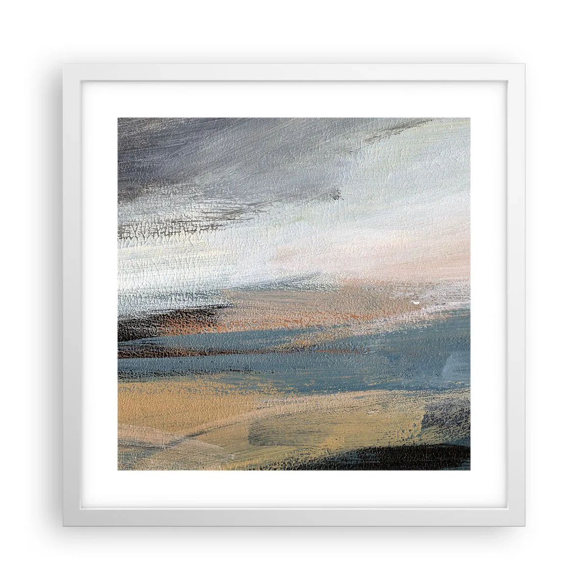 Affiche dans un cadre blanc - Poster - Abstraction : paysage nordique - 40x40 cm