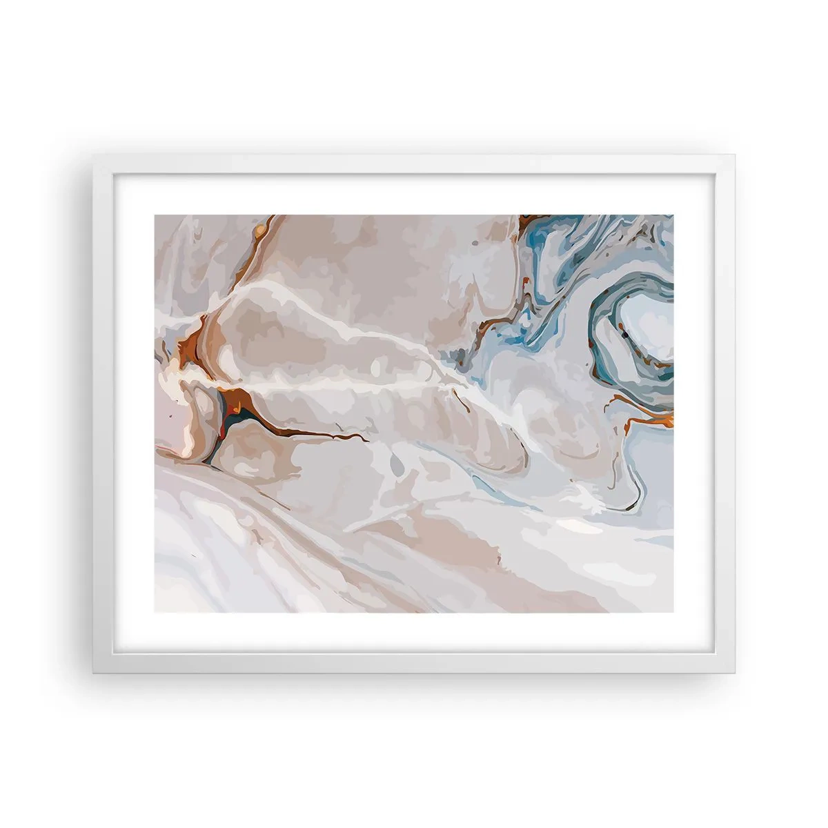 Affiche dans un cadre blanc - Poster - Le bleu serpente sous le blanc - 50x40 cm