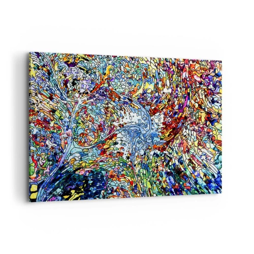 Impression sur toile - Image sur toile - Un motif abstrait coloré inspiré de la nature - 120x80cm - Goutte de vitrail - Décoration murale moderne pour le salon et la chambre ARTTOR