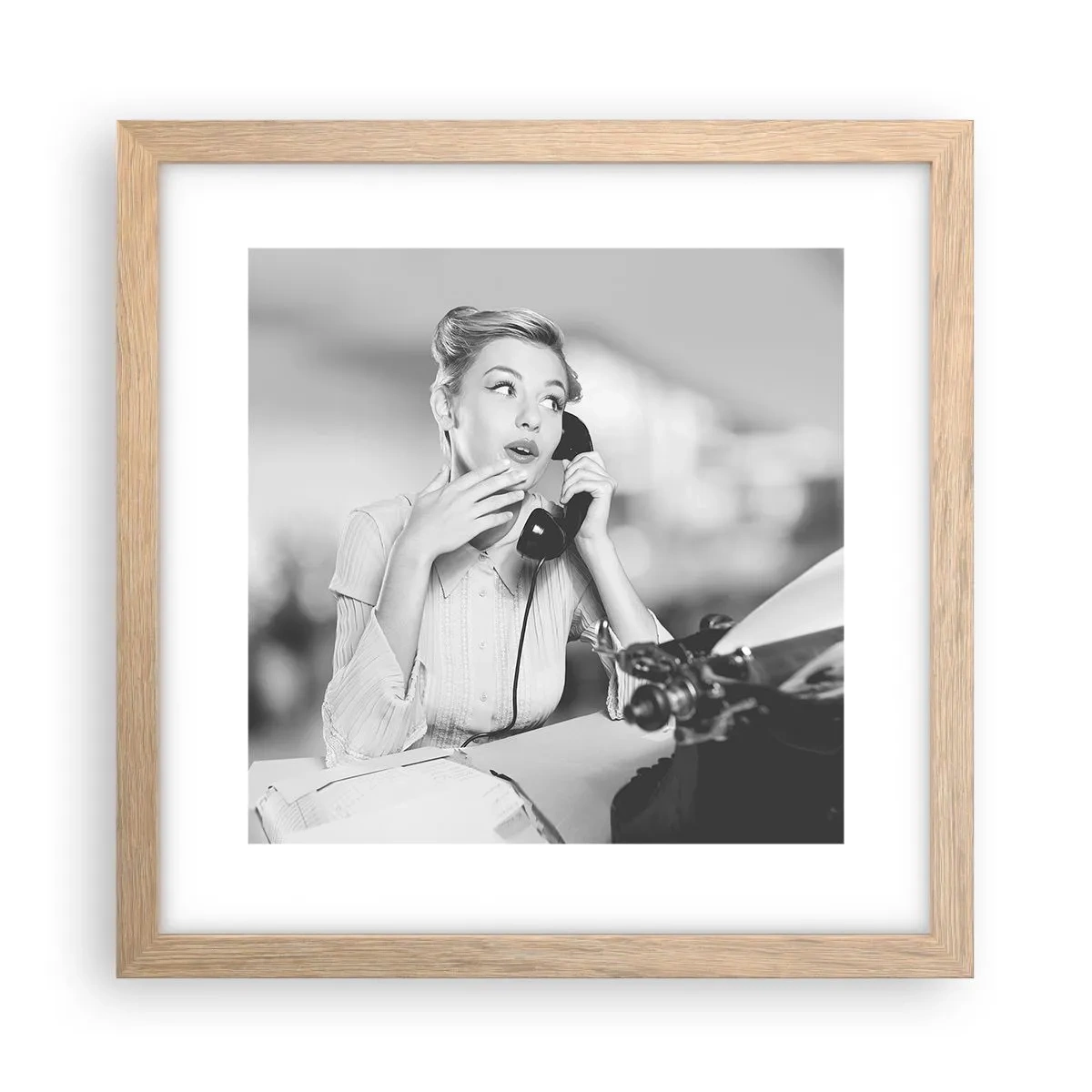 Affiche dans un chêne clair - Poster - Hello! Ici les années 50 - 30x30 cm