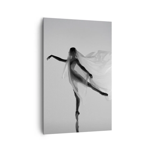 Impression sur toile - Image sur toile - Une danseuse dans une pose éthérée avec un tissu fluide - 80x120cm - Légèreté et grâce - Décoration murale moderne pour le salon et la chambre ARTTOR