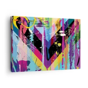 Impression sur toile - Image sur toile - Motif abstrait avec des formes géométriques colorées - 70x50cm - De haut en bas - Décoration murale moderne pour le salon et la chambre ARTTOR