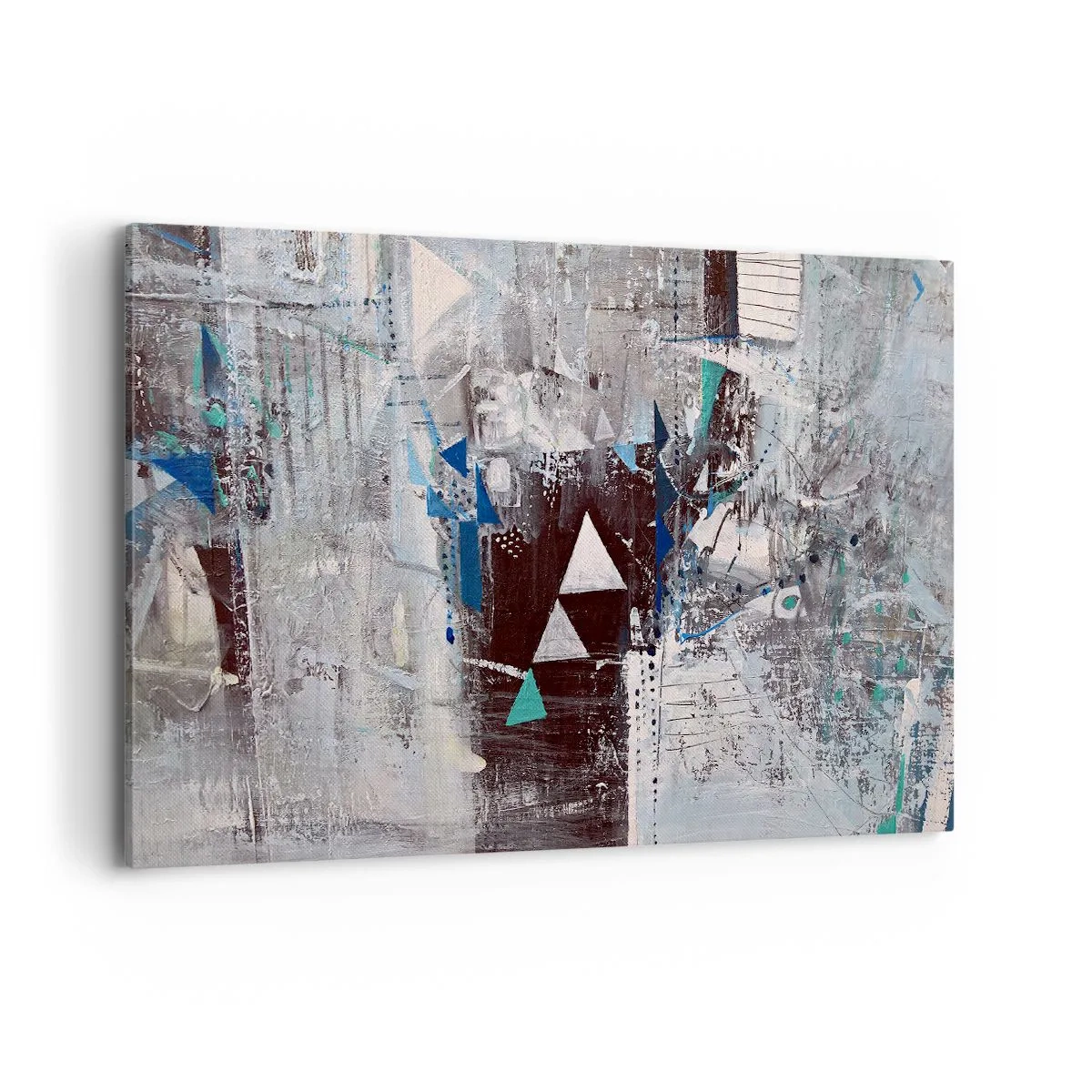 Impression sur toile - Image sur toile - Composition abstraite avec des triangles et des motifs géométriques - 100x70cm - Ordre prioritaire des triangles - Décoration murale moderne pour le salon et la chambre ARTTOR