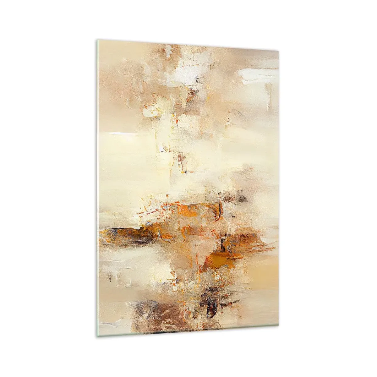Impression sur verre - Image sur verre - Une composition abstraite dans des tons chauds de jaune et de marron. - 80x120cm - Âme de l'ambre - Décoration murale moderne pour le salon et la chambre ARTTOR