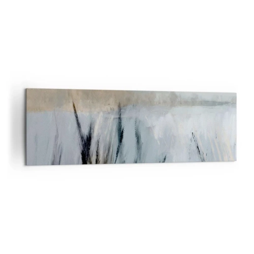Impression sur toile - Image sur toile - Un paysage hivernal pittoresque avec des champs et des herbes - 160x50cm - Champs d'hiver - Décoration murale moderne pour le salon et la chambre ARTTOR