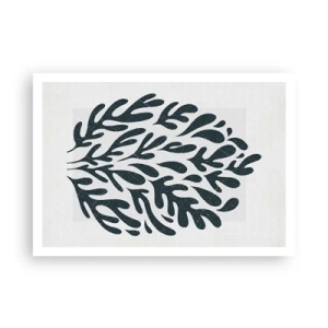 Affiche - Poster - Motif de feuille abstrait sombre sur fond clair - 100x70cm - Formes de la nature - Décoration murale moderne pour le salon et la chambre ARTTOR