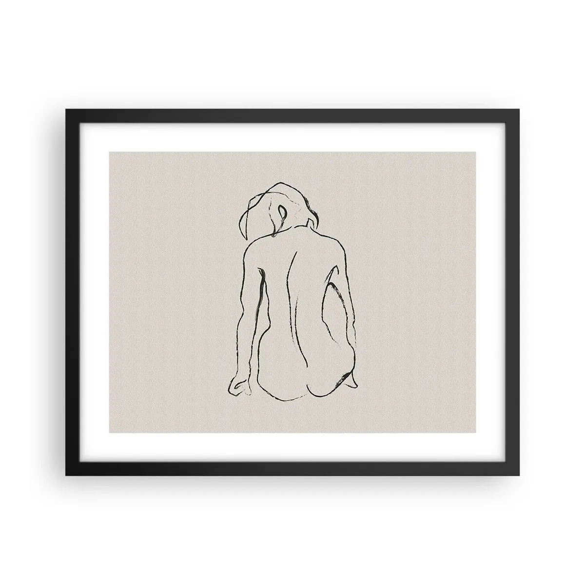 Affiche dans un cadre noir - Poster - Femme nue - 50x40 cm