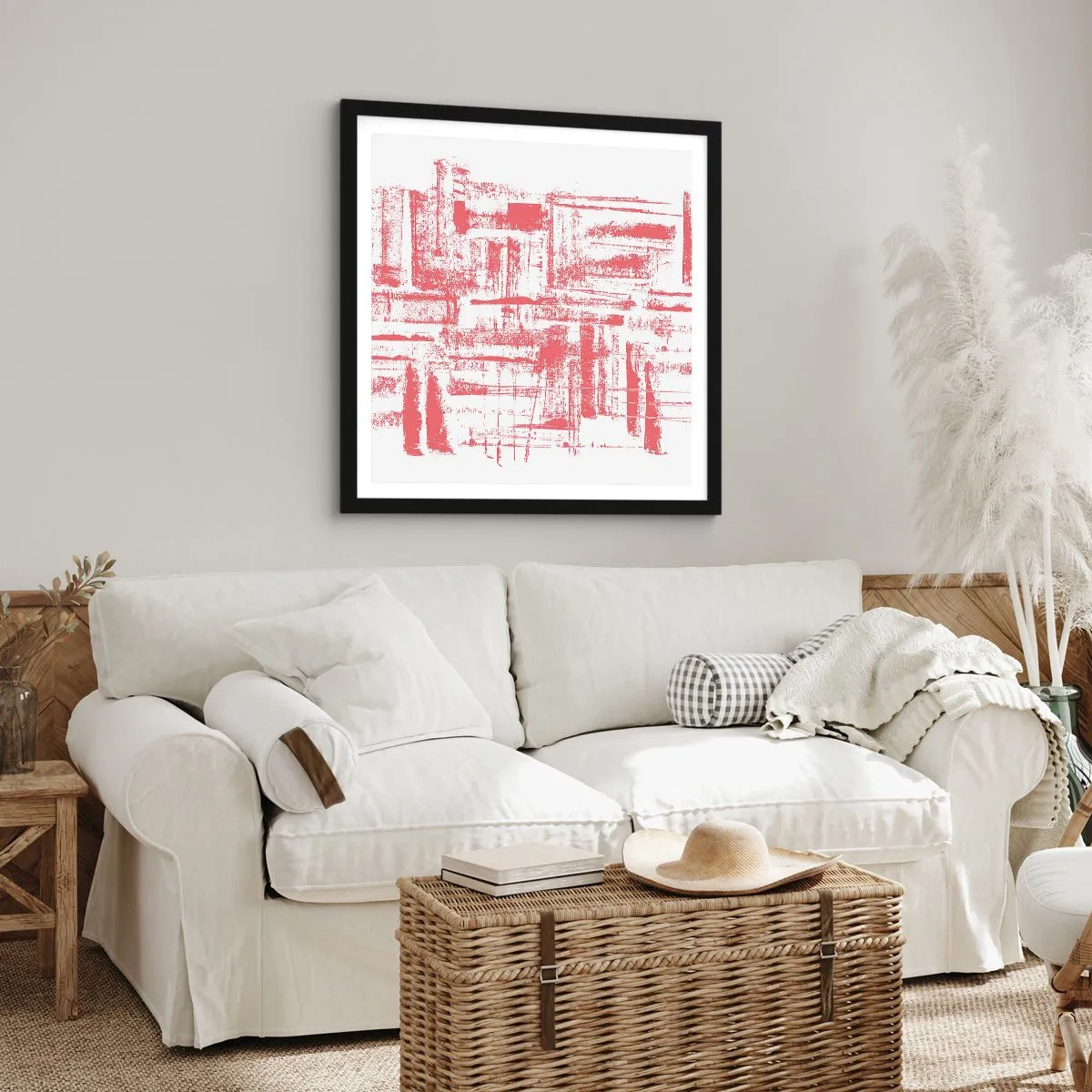 Affiche dans un cadre noir - Poster - La ville rouge - 30x30 cm