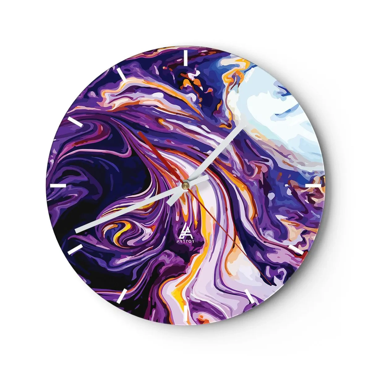 Horloge murale - Pendule murale - La courbure de l'espace en violet - 40x40 cm