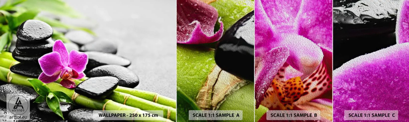 Échantillon de Papier Peint Premium Sand - Dans un équilibre de calme - Fleurs, Orchidée, Orchidée - 100x30 cm