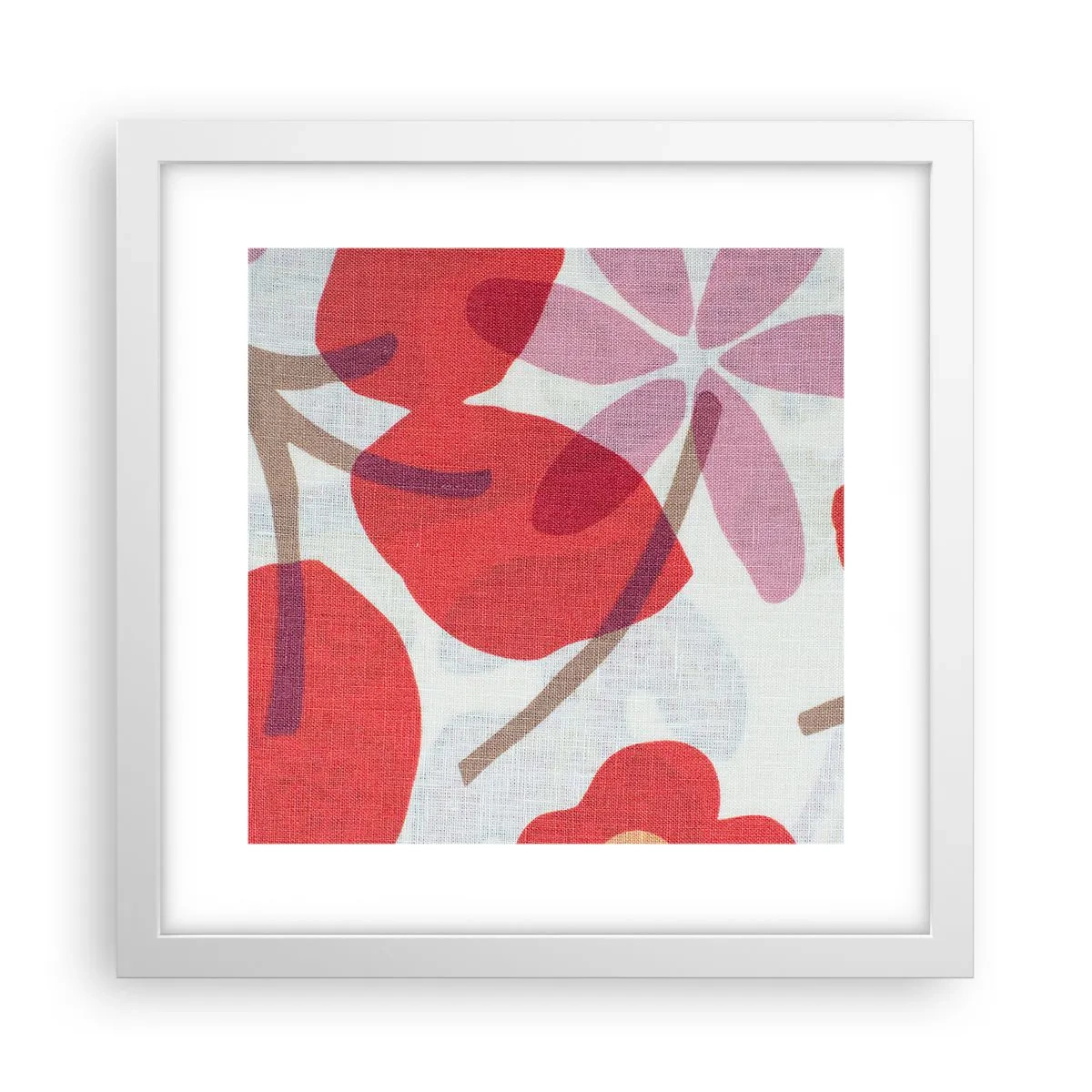 Affiche dans un cadre blanc - Poster - Composition florale dans les roses - 30x30 cm