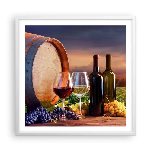 Affiche dans un cadre blanc - Poster - Ici la vie a du goût - 60x60 cm