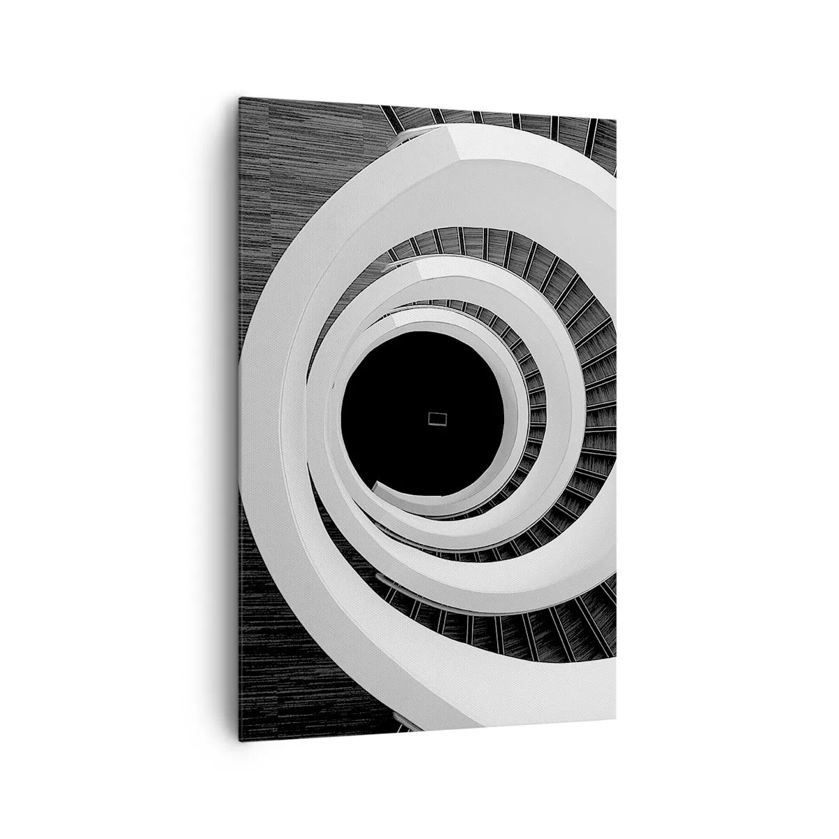 Impression sur toile - Image sur toile - Escalier en colimaçon noir et blanc de style moderne - 80x120cm - Les choses concrêtes - Décoration murale moderne pour le salon et la chambre ARTTOR