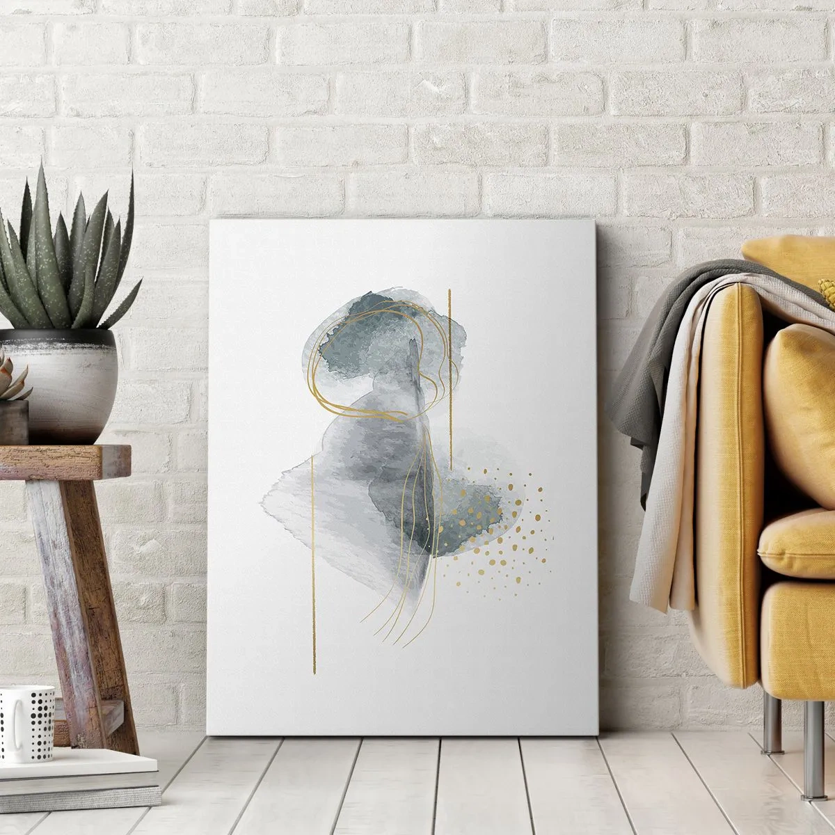 Impression sur toile - Image sur toile - À propos de la relation entre le gris et l'or - 45x80 cm