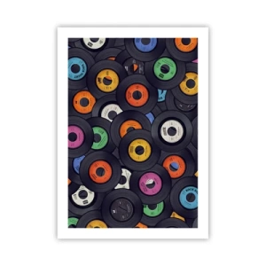 Affiche - Poster - Une collection de disques vinyles colorés - 50x70cm - Couleurs des classiques - Décoration murale moderne pour le salon et la chambre ARTTOR