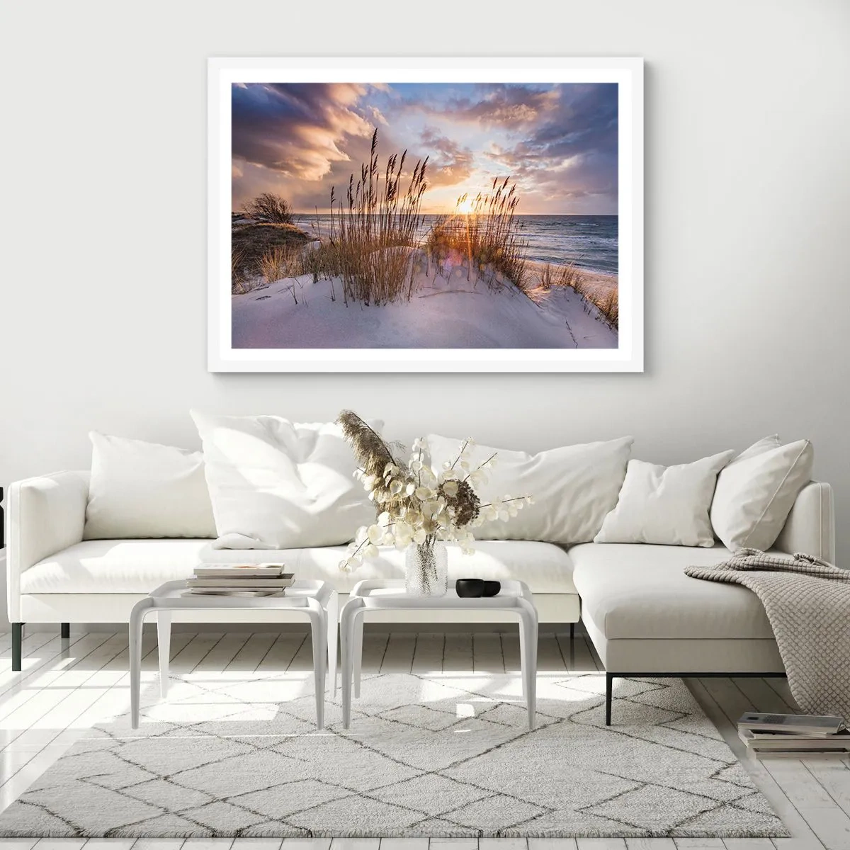 Affiche dans un cadre blanc - Poster - Salutations du soleil et du vent - 50x40 cm