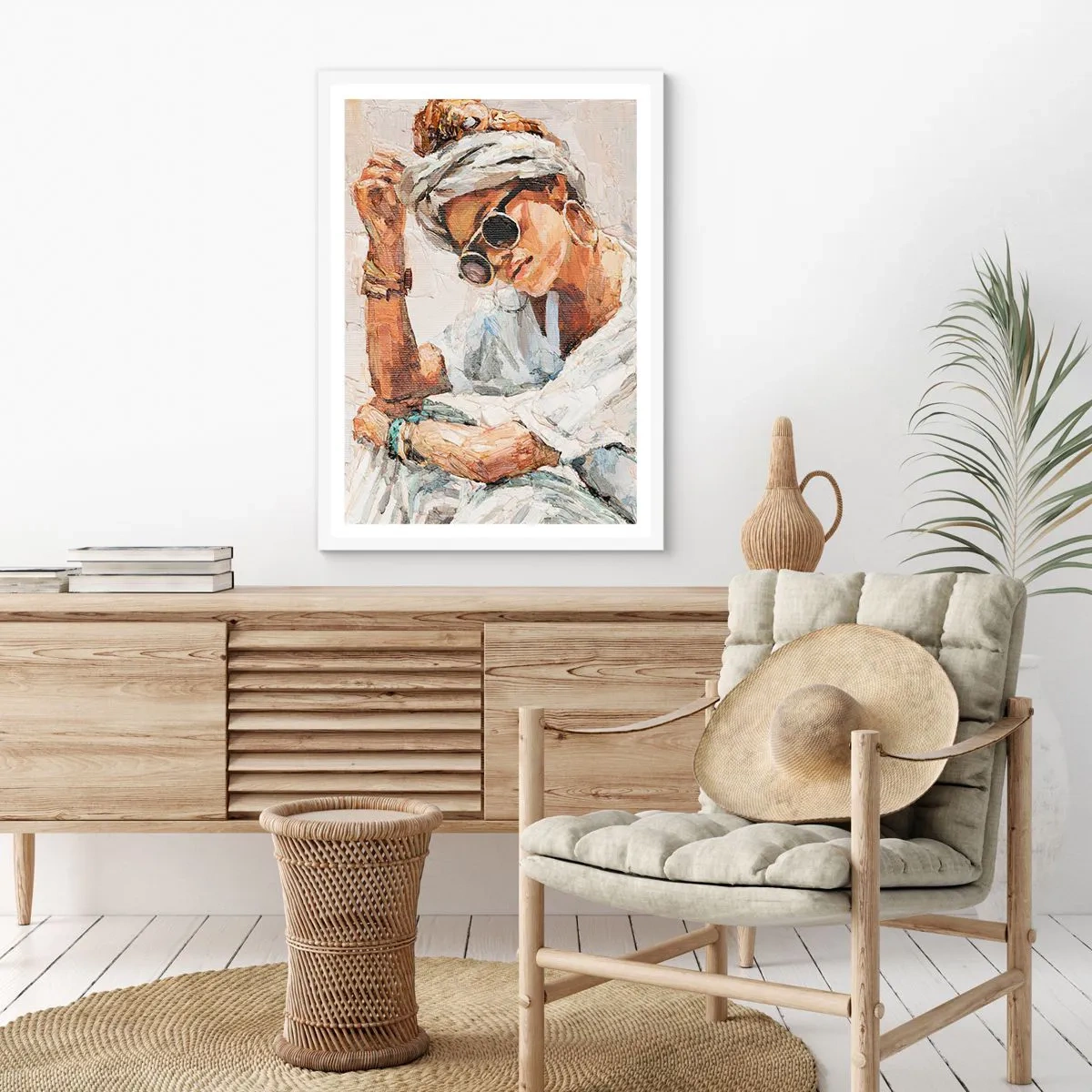 Affiche dans un cadre blanc - Poster - Portrait en plein soleil - 61x91 cm