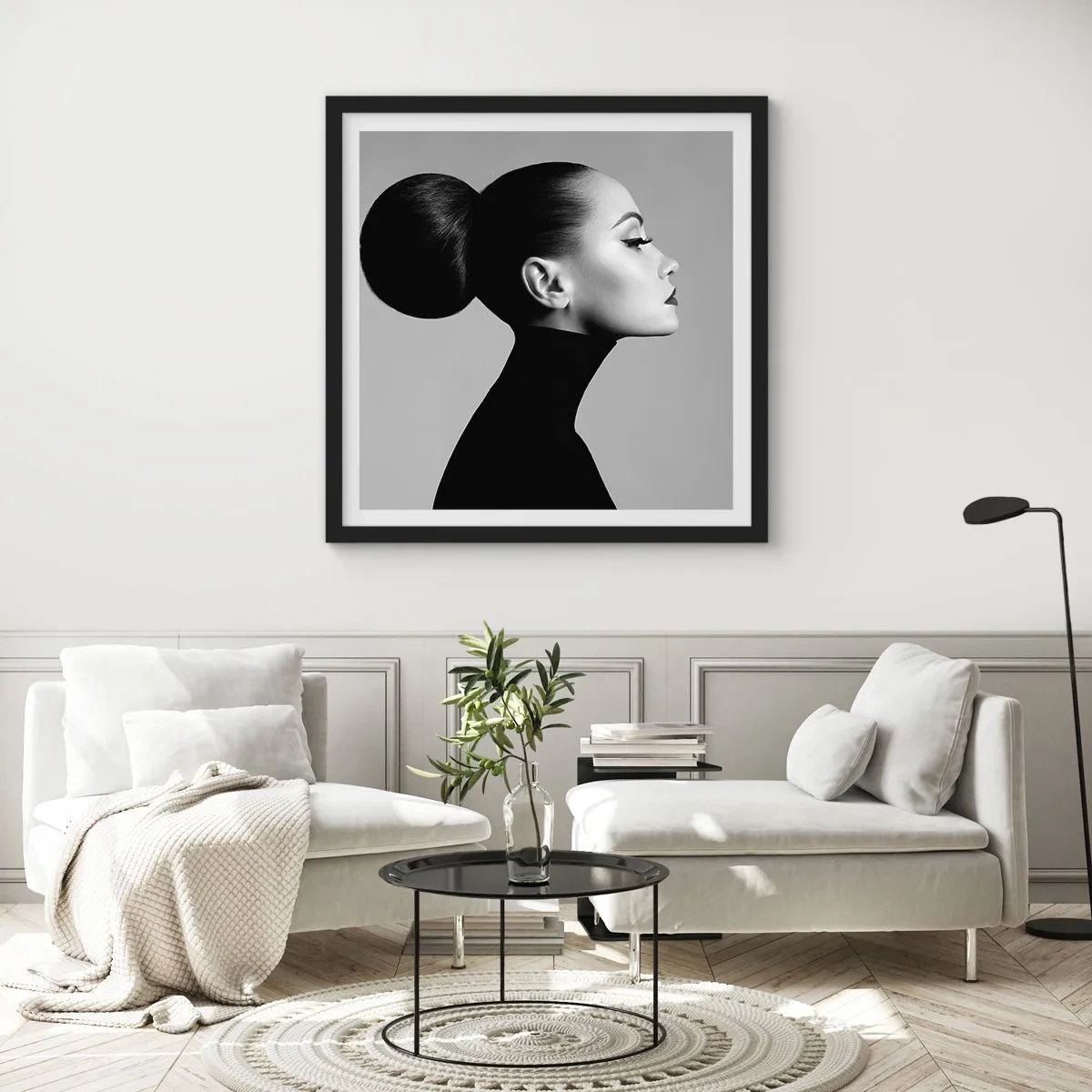 Affiche dans un cadre noir - Poster - Néfertiti moderne - 40x40 cm