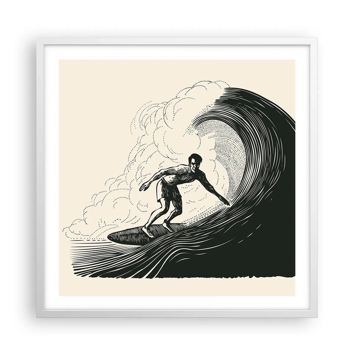 Affiche dans un cadre blanc - Poster - Le roi de la vague - 60x60 cm
