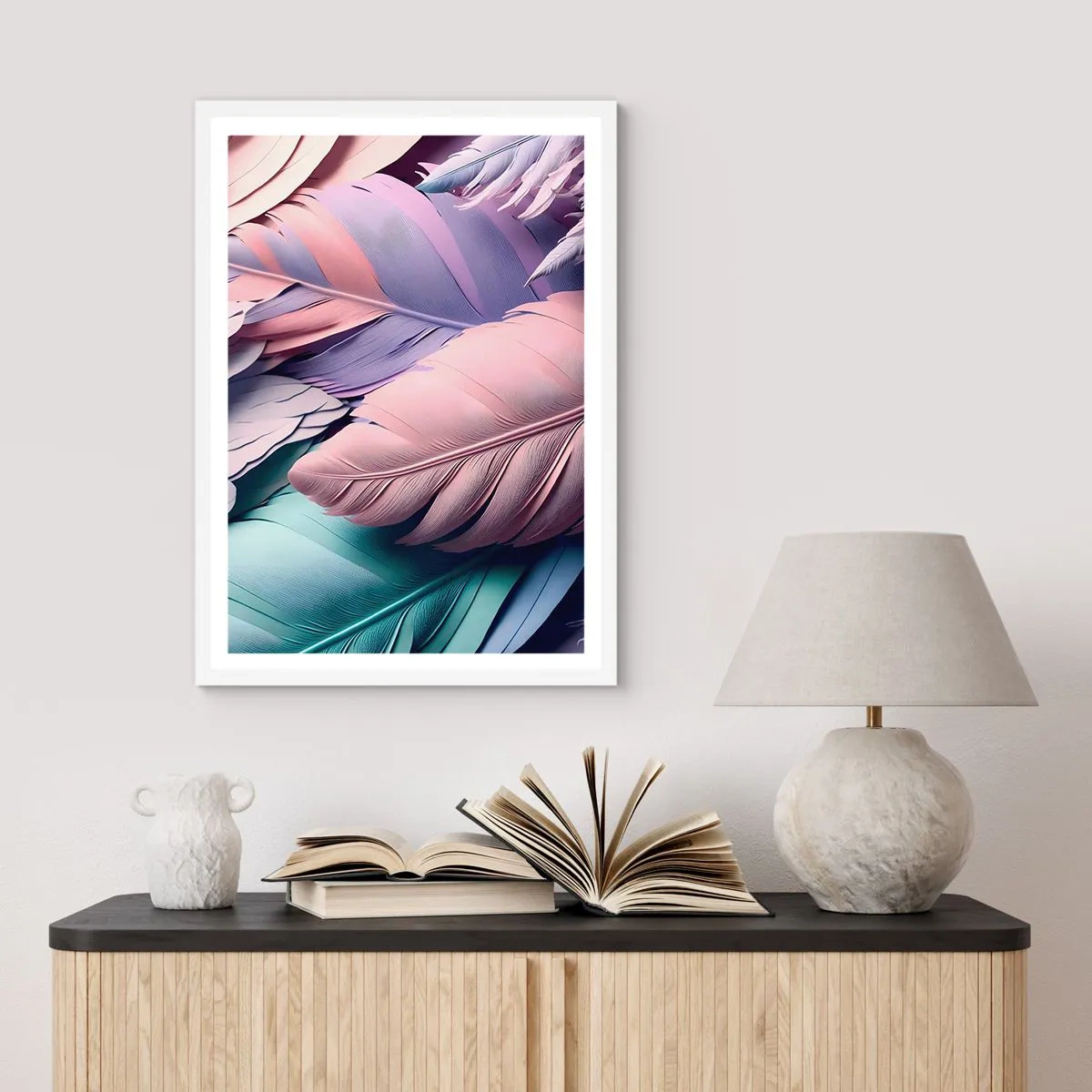 Affiche dans un cadre blanc - Poster - Oiseau chic - 70x100 cm