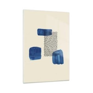 Impression sur verre - Image sur verre - Abstraction moderne avec des accents bleus - 50x70cm - Quatuor abstrait - Décoration murale moderne pour le salon et la chambre ARTTOR